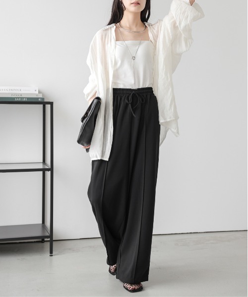 「La-gemme」 イージーパンツ フリー ブラック レディース_画像3