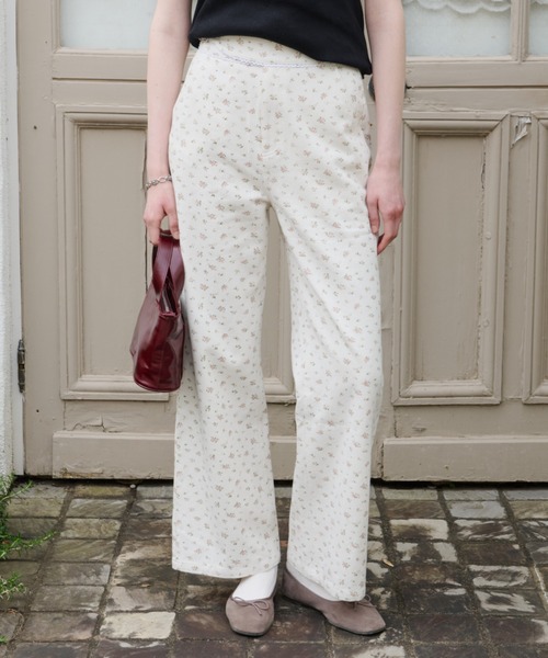 GIUNON パンツ side belt flower pants / サイドベルトフラワーパンツ