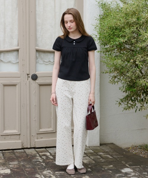 GIUNON パンツ side belt flower pants / サイドベルトフラワーパンツ