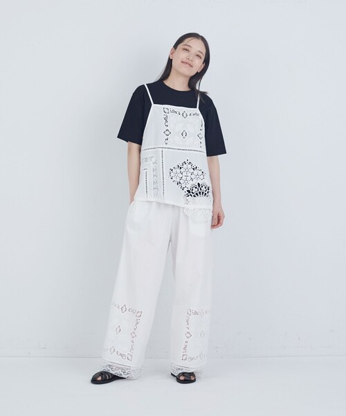 ADIEU TRISTESSE（アデュートリステス） パンツ ポプリン刺繍パンツ