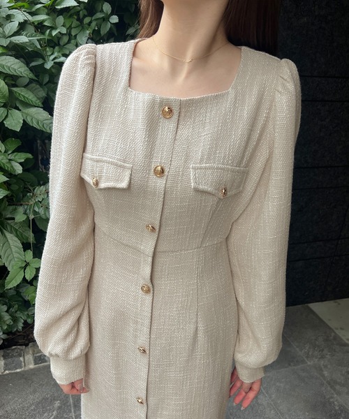 「junoah」 長袖ワンピース X-LARGE ライトグレー レディース_画像4