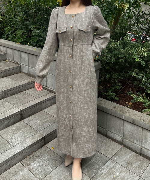 「junoah」 長袖ワンピース X-LARGE ライトグレー レディース_画像8