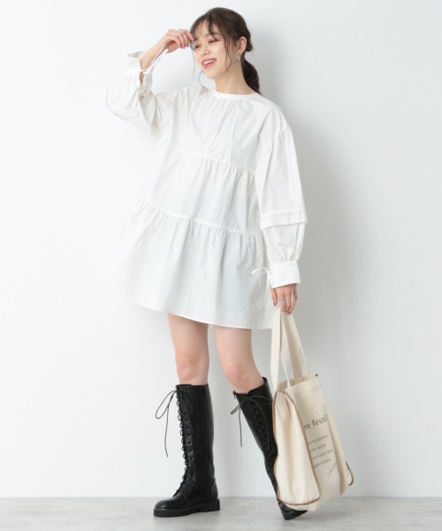 「Heather」 長袖ワンピース FREE ブルー レディース_画像3