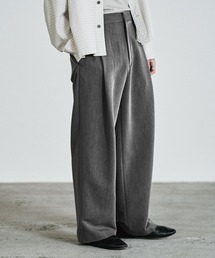 WYM グレー L DOUBLE CLOTH DEEP TUCK SLACKS WYM LIDNM スラックス DOUBLE CLOTH DEEP TUCK SLACKS メンズ
