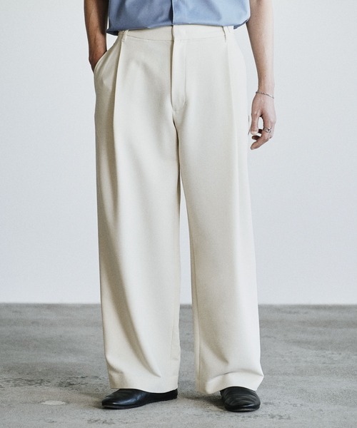 WYM LIDNM スラックス DOUBLE CLOTH DEEP TUCK SLACKS メンズ