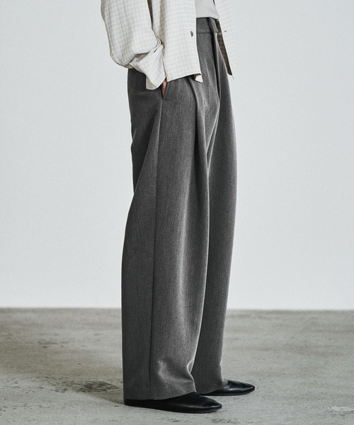 WYM LIDNM スラックス DOUBLE CLOTH DEEP TUCK SLACKS メンズ
