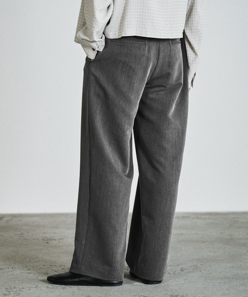 WYM LIDNM スラックス DOUBLE CLOTH DEEP TUCK SLACKS メンズ