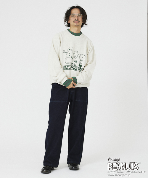 「Vintage PEANUTS」 「sportswear」スウェットカットソー MEDIUM アイボリー メンズ_画像3