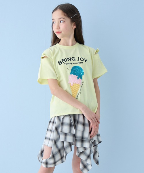 BISKEE tシャツ アイス柄スパンコール半袖Tシャツ キッズ 子供服