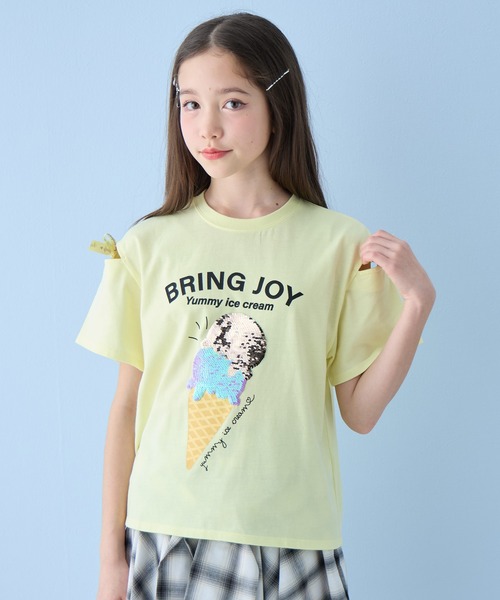BISKEE tシャツ アイス柄スパンコール半袖Tシャツ キッズ 子供服
