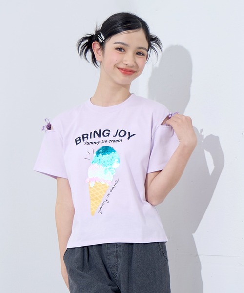 BISKEE tシャツ アイス柄スパンコール半袖Tシャツ キッズ 子供服
