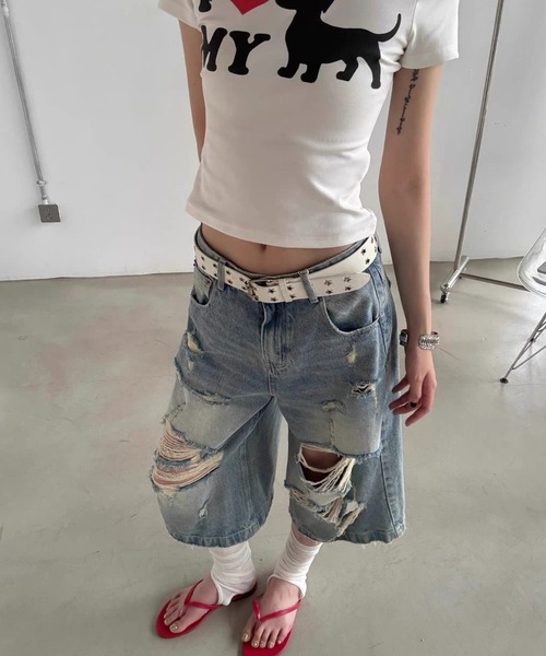 AVYL ハーフパンツ ワイドパンツ ジーンズ デニム デニムパンツ デニム