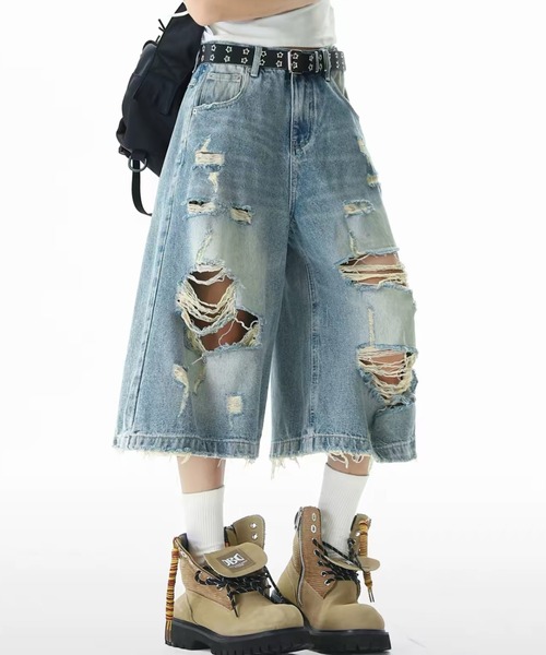 AVYL ハーフパンツ ワイドパンツ ジーンズ デニム デニムパンツ デニム