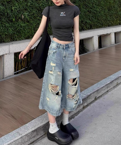 AVYL ハーフパンツ ワイドパンツ ジーンズ デニム デニムパンツ デニム