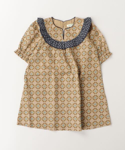 「BEAMS mini」 「KIDS」7分袖ワンピース 120 イエロー キッズ_画像2