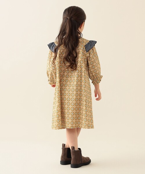 「BEAMS mini」 「KIDS」7分袖ワンピース 120 イエロー キッズ_画像7