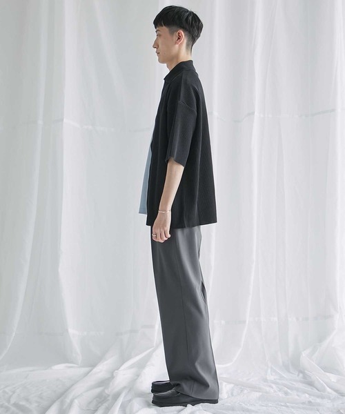 PUBLIC TOKYO ¥14,300 プリーツニットジップシャツ PUBLIC TOKYO（パブリックトウキョウ）の「プリーツニットジップ