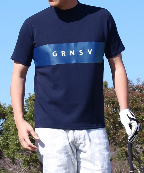 ゴルフ　接触冷感半袖ポロ　シャツ GIORNO SEVEN ゴルフ 接触冷感 半袖 ゴルフモックネック 袖ロゴ