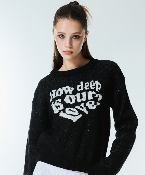 ニット セーター A'GEM/9 × .kom 「LUV IS TRUE/ラブ イズ トゥルー」LUV KNIT /LOVE ニットソー レディース