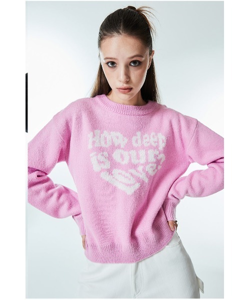 ニット セーター A'GEM/9 × .kom 「LUV IS TRUE/ラブ イズ トゥルー」LUV KNIT /LOVE ニットソー レディース LUVISTRUE ニット セーター A'GEM/9 × .kom 「LUV IS TRUE/ラブ