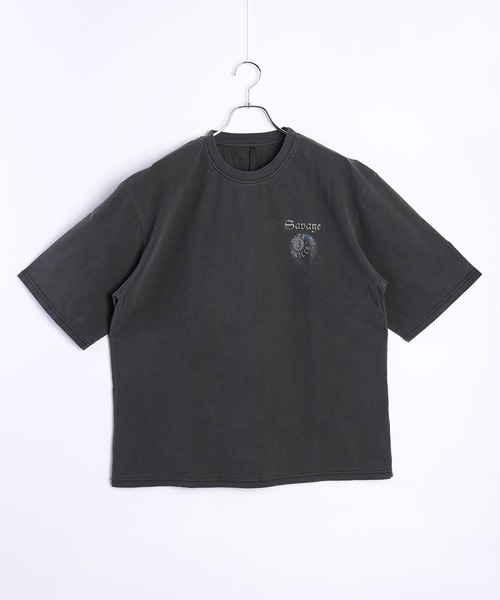 【ピグメント加工】クルーネック半袖Ｔシャツ WESTSEA tシャツ ビッグサイズ ピグメント加工 プリント クルー