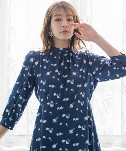 ケティ ketty フラワープリントシフォンフレアワンピース 洗濯機で洗える ketty（ケティ） ワンピース フラワープリントギャザーフレア