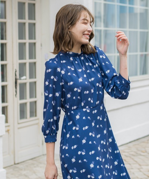 ケティ ketty フラワープリントシフォンフレアワンピース 洗濯機で洗える ketty（ケティ） ワンピース フラワープリントギャザーフレア