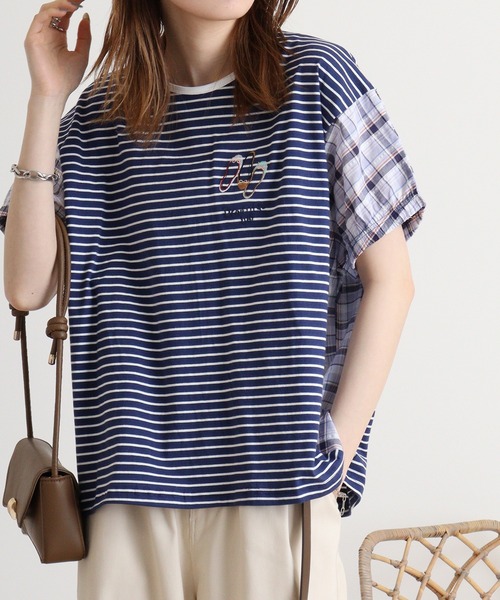 tシャツ EMAGO 切替え袖ギャザードルマンT レディース