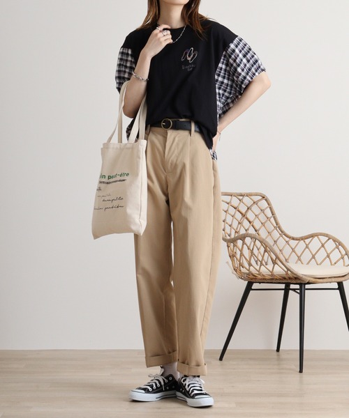 Emago tシャツ EMAGO 切替え袖ギャザードルマンT レディース
