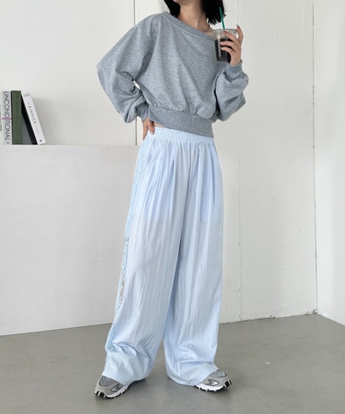 すべてのアクアリウムの種類】 ケミカルレースシアーストレートパンツ 