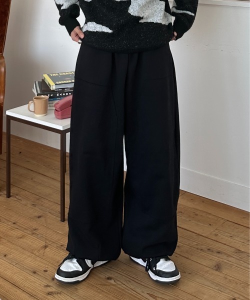 MNML ウエスト ダブルニー スウェット パンツ 送料/関税込 ADAMASTE トレーナー スウェット double knee draw cord sweat