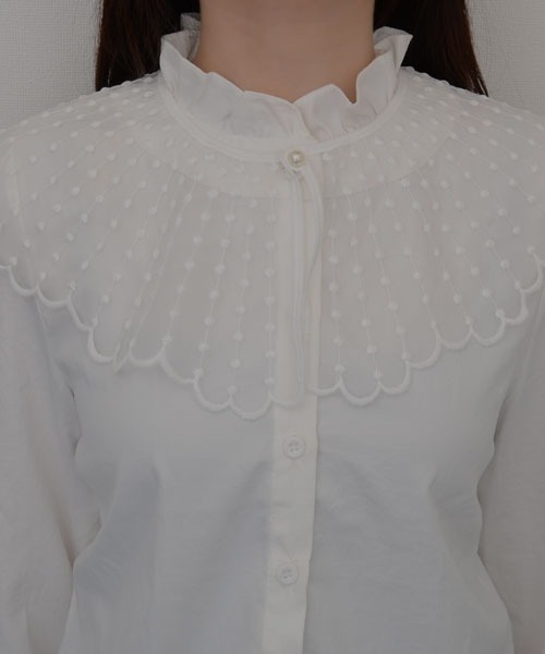 エムズグレイシー レース付け襟 Mayree つけ襟 付け襟 「resonance」レース刺繍 ドット シアー