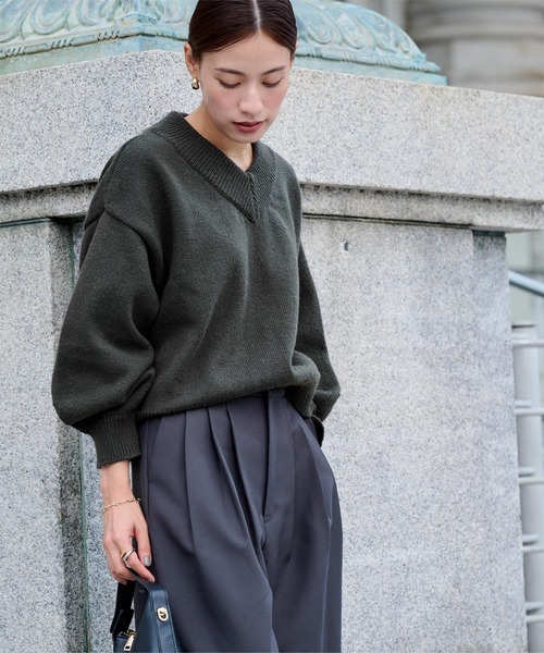 ur's（ユアーズ） ニット セーター Vネックラグランニットプルオーバー