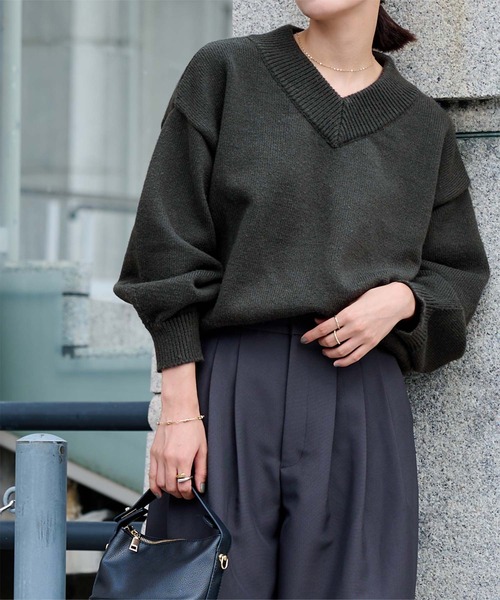 ur's（ユアーズ） ニット セーター Vネックラグランニットプルオーバー