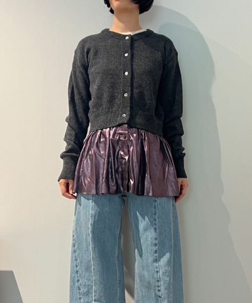 カーディガン babaco Knit/Lurex Fabric Cardigan レディース
