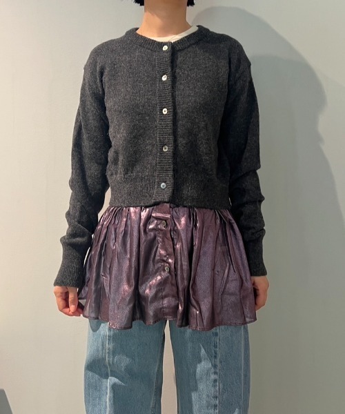 BABACO カーディガン babaco カーディガン Knit/Lurex Fabric Cardigan レディース