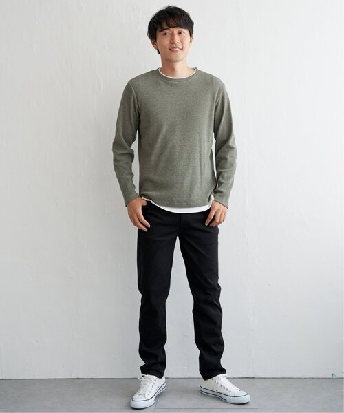 ikka（イッカ） tシャツ メランジワッフルフェイクロンT メンズ