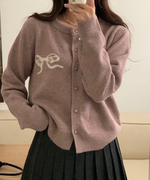 〈セット〉リボンジャガードロングパンツ　 カーディガン　ホワイト リボンジャガードカーディガン – WEGO ONLINE STORE