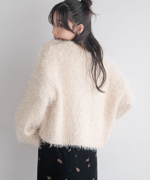 LOWRYS FARM カーディガン ラメシャギーVカーディガン 250495