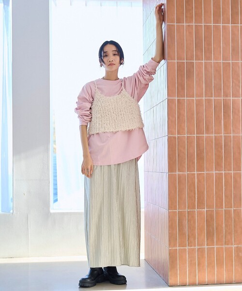 coen（コーエン） キャミソール リボンヤーンニットキャミビスチェ