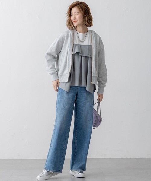 23区新品【VERY3月号掲載/洗える】コットンテリー ジップアップ フーディー 23区｜【VERY3月号掲載/洗える】コットンテリー ジップアップ