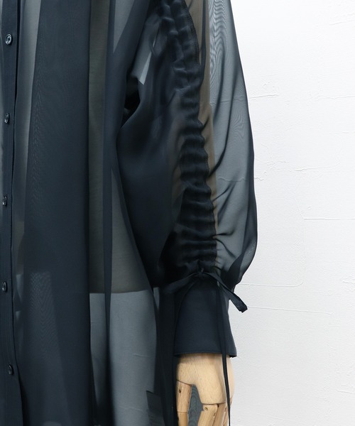 ブラウス シャツ オーバータックシアーシャツ レディース Lace Ladies ブラウス シャツ フロントタック シアー 7分袖