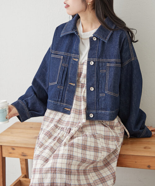 Gジャン レディース デニムアウターデニムジャケットレディース春新作 .C GYDA デニムジャケット gジャン UNDER SLEEVEラインデニムG