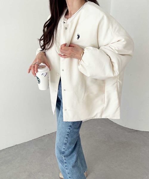 「U.S. POLO ASSN.」 ジャケット LARGE アイボリー レディース_画像5