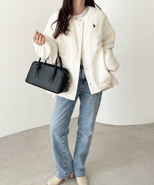 「U.S. POLO ASSN.」 ジャケット LARGE アイボリー レディース_画像6