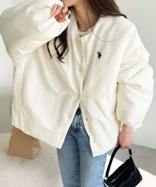 「U.S. POLO ASSN.」 ジャケット LARGE アイボリー レディース_画像8