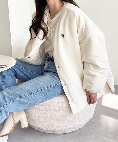 「U.S. POLO ASSN.」 ジャケット LARGE アイボリー レディース_画像9