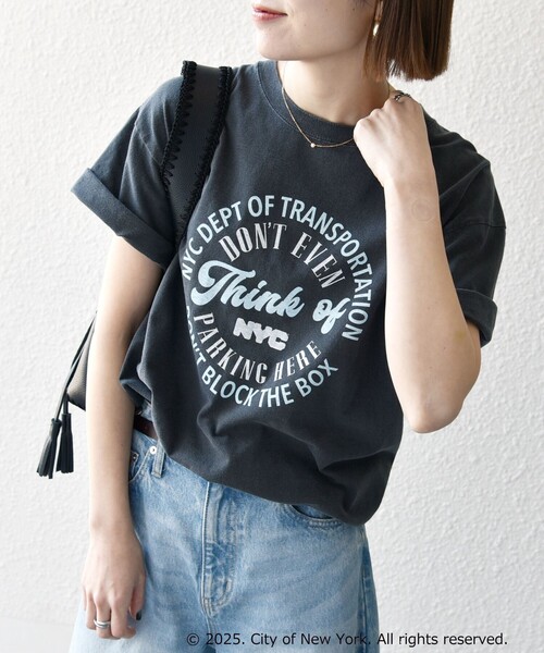 tシャツ GOOD ROCK SPEED:「洗濯機可能」NYC ラウンド ロゴ プリント TEE レディース