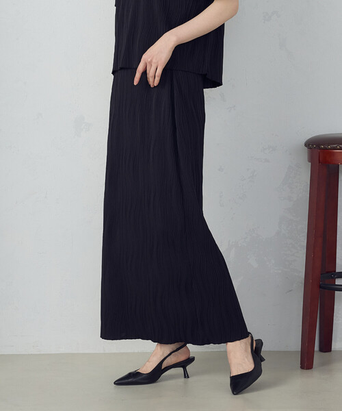 COMME CA ISM スカート ストレッチプリーツ ナロースカート