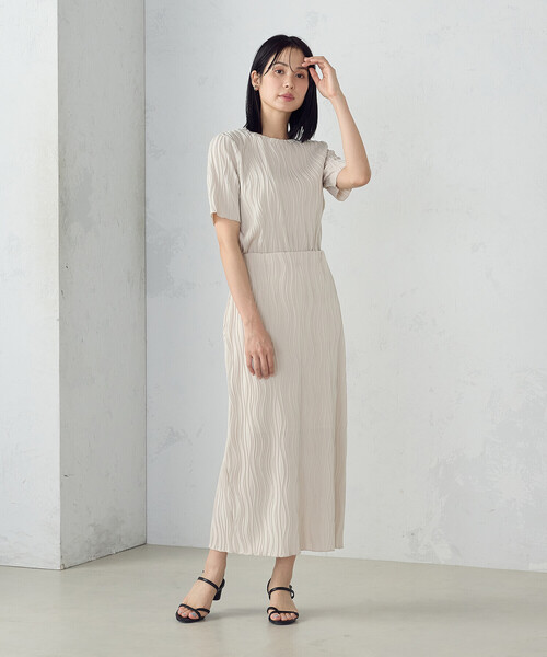 COMME CA ISM スカート ストレッチプリーツ ナロースカート